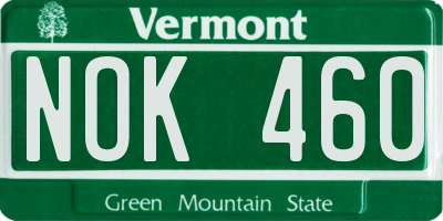 VT license plate NOK460