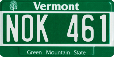 VT license plate NOK461