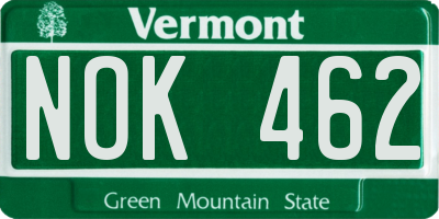 VT license plate NOK462