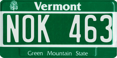 VT license plate NOK463