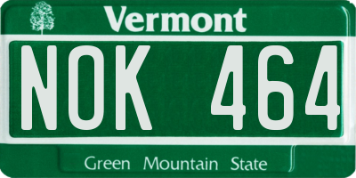 VT license plate NOK464