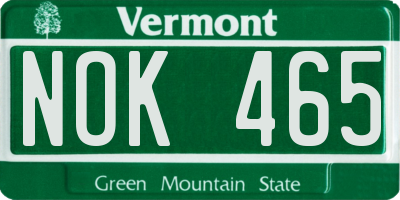 VT license plate NOK465