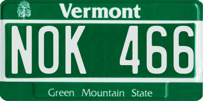VT license plate NOK466