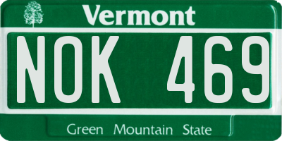 VT license plate NOK469
