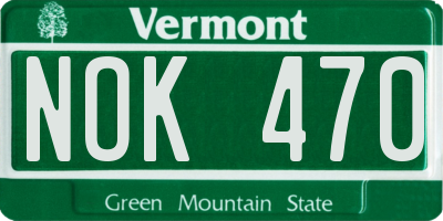 VT license plate NOK470
