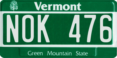 VT license plate NOK476