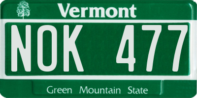 VT license plate NOK477