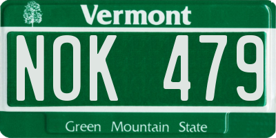 VT license plate NOK479