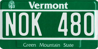 VT license plate NOK480
