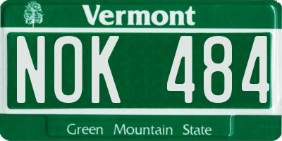 VT license plate NOK484