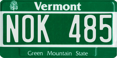 VT license plate NOK485