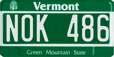 VT license plate NOK486
