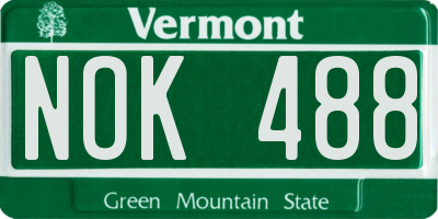 VT license plate NOK488