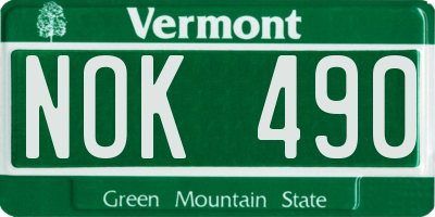 VT license plate NOK490
