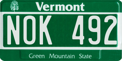 VT license plate NOK492