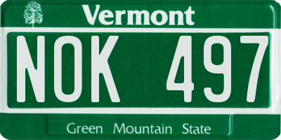VT license plate NOK497