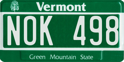 VT license plate NOK498