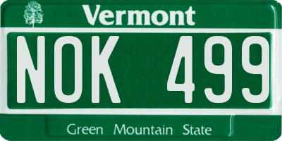 VT license plate NOK499
