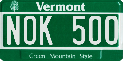 VT license plate NOK500