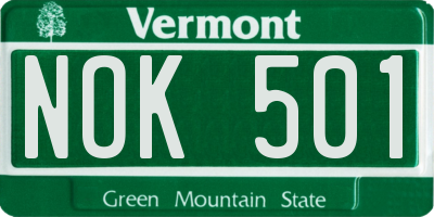 VT license plate NOK501