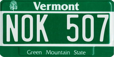 VT license plate NOK507