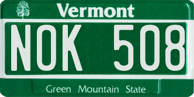 VT license plate NOK508