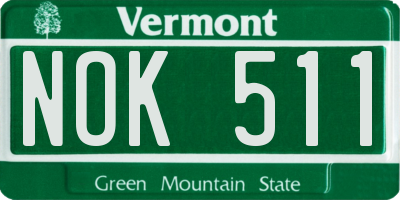 VT license plate NOK511