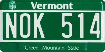 VT license plate NOK514