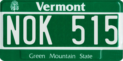 VT license plate NOK515