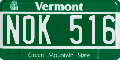 VT license plate NOK516