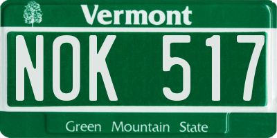 VT license plate NOK517
