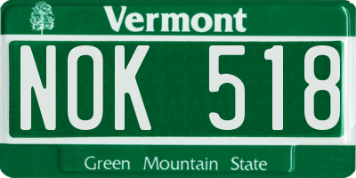 VT license plate NOK518