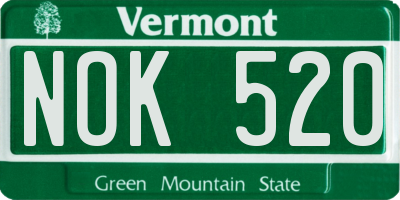 VT license plate NOK520