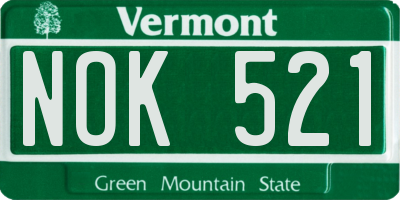 VT license plate NOK521