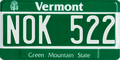 VT license plate NOK522