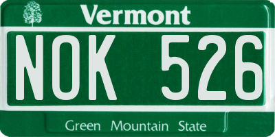 VT license plate NOK526