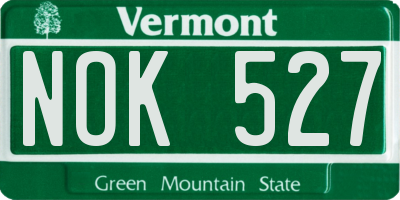 VT license plate NOK527