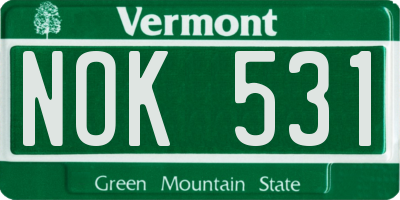 VT license plate NOK531
