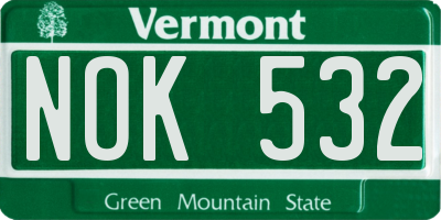 VT license plate NOK532