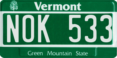 VT license plate NOK533