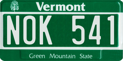 VT license plate NOK541