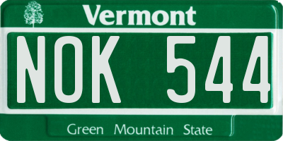 VT license plate NOK544