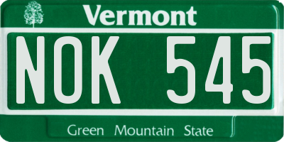 VT license plate NOK545