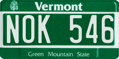 VT license plate NOK546