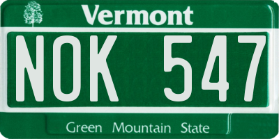 VT license plate NOK547