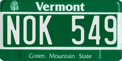 VT license plate NOK549
