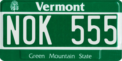 VT license plate NOK555
