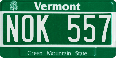 VT license plate NOK557