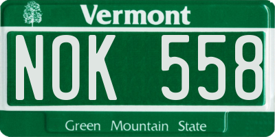 VT license plate NOK558