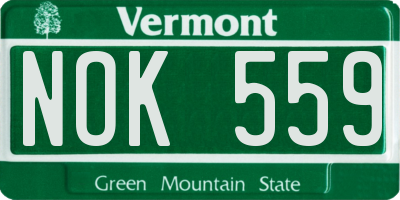 VT license plate NOK559